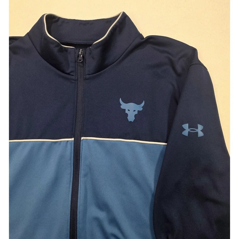 Project Rock Jacket Mens 2XL Blue Bull Track‎ Full Zip Under Armour LIMITED USE